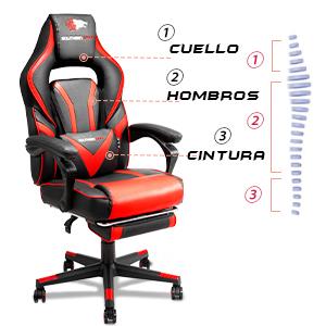 SOUTHERN WOLF Silla Gaming, Silla Gamer con Soporte Lumbar y ...