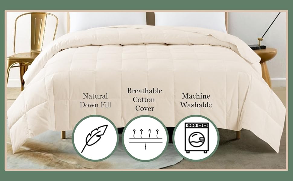 Feather and Loom 233 Thread Count White Duck Down Blanket