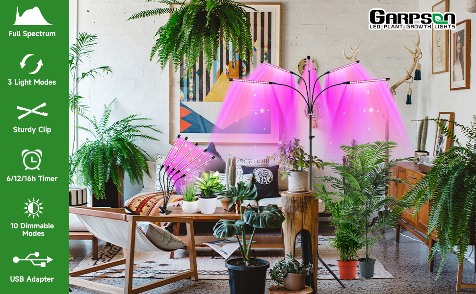 Garpsen Grow Light with Stand, 5 Heads Grow Lights for