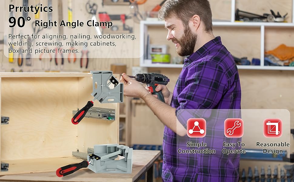 Prrutyics 4pcs Corner Clamp, Right Angle Clamp 90 Degree Corner Clamps