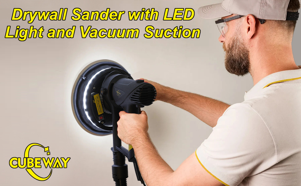 Drywall Sander, Handheld Electric Drywall Sander with Vacuum Attachment