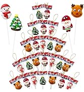 24 Assorted Hanging Christmas Lollipops Suckers, Christmas Candy Gift Lollipops Individually Wrap...