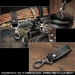 Amazon | レッグポーチ 革/レザー/牛革 ウエストポーチ ヒップ