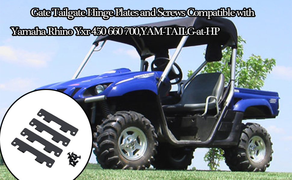 XTPTFABS Gate Tailgate Hinge Plates and 8Pcs Screws Compatible with Yamaha Rhino Yxr