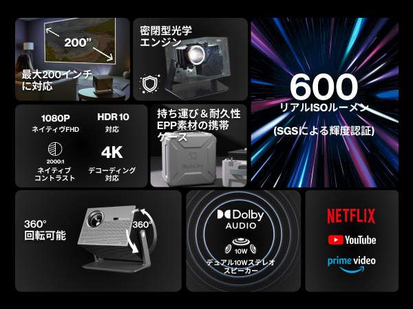 Bladecine Cube 600 プロジェクター 600ISO ルーメン Amazon.co.jp: Bladecine Cube 600 プロジェクター 600ISO