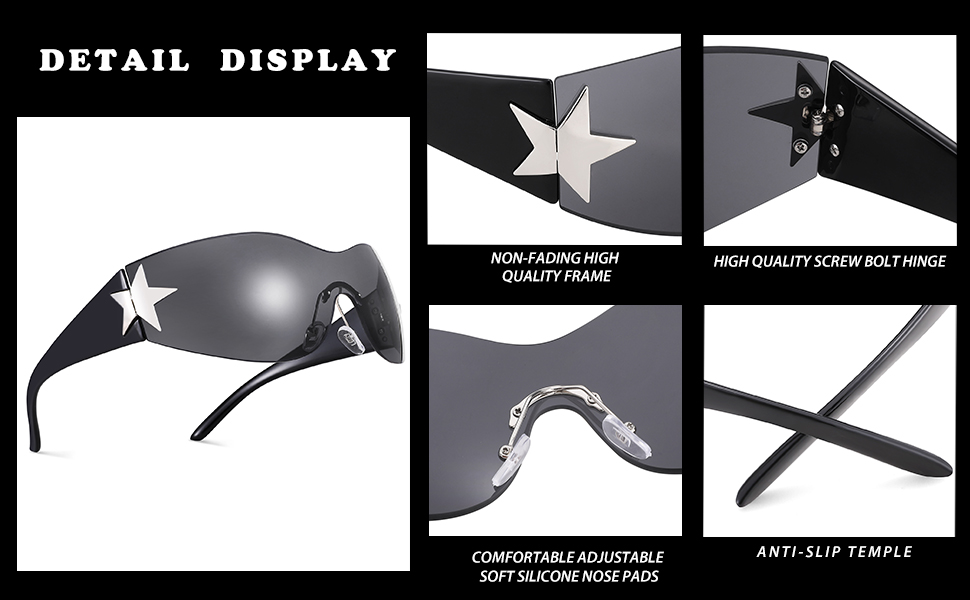 Amazon.com: NULOOQ Rimless Y2K Sunglasses for Women Men