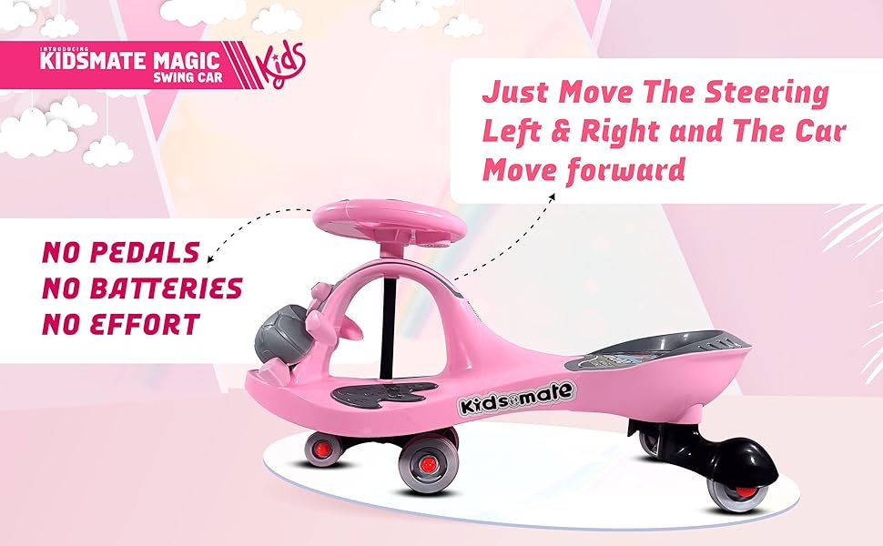 Kidsmate Magic Swing Car for Kids - Pink