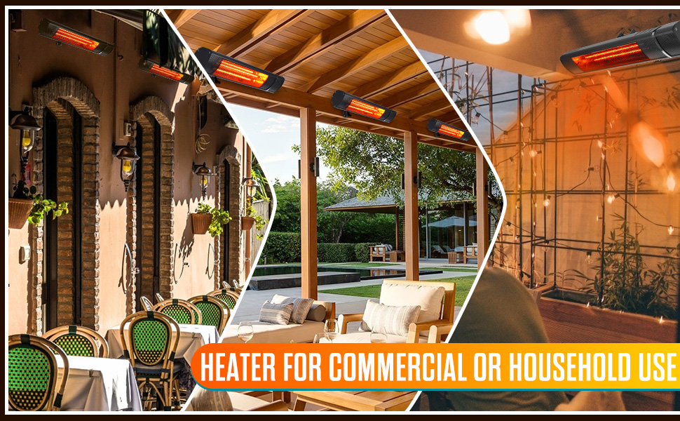 VQVG Electric Patio Heater, Wall Mounted Patio Heater, Infrared Outdoor