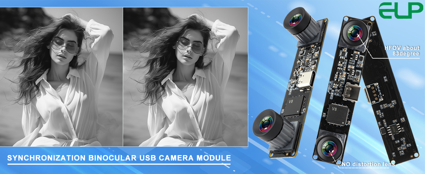 IEights 210fps Dual Lens Mono Global Shutter USB Camera