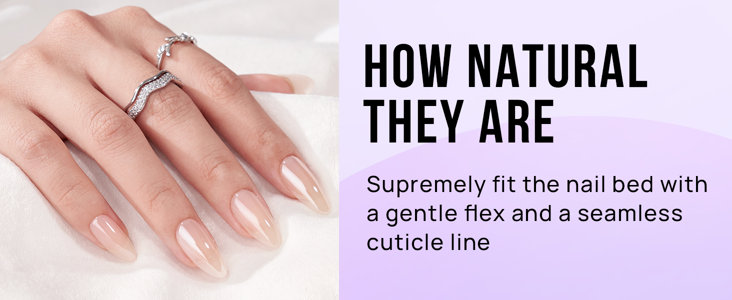 Press On Nails Medium BTArtbox Soft Gel Press on Nails Almond Chrome Nails, Light Weight & Fit