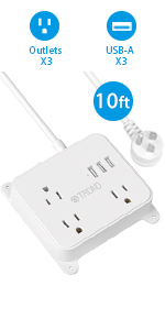 power strip with usb 10ft long cord