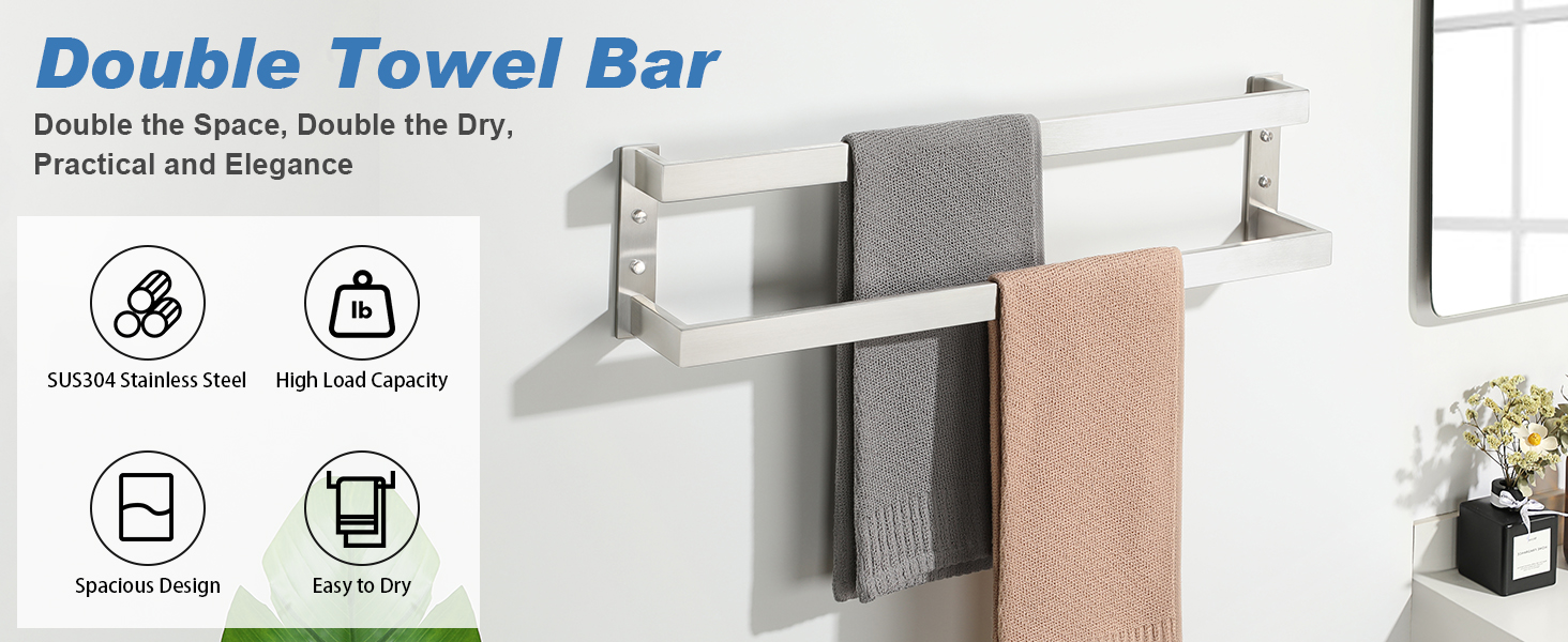black double towel bar