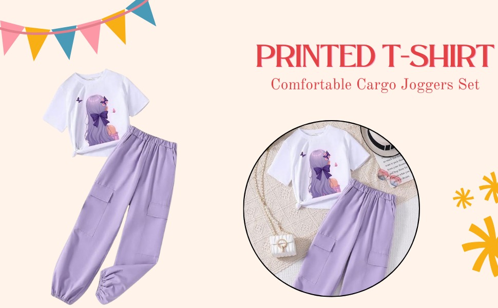 Stylish Printed T-Shirt & Cargo Joggers Set 