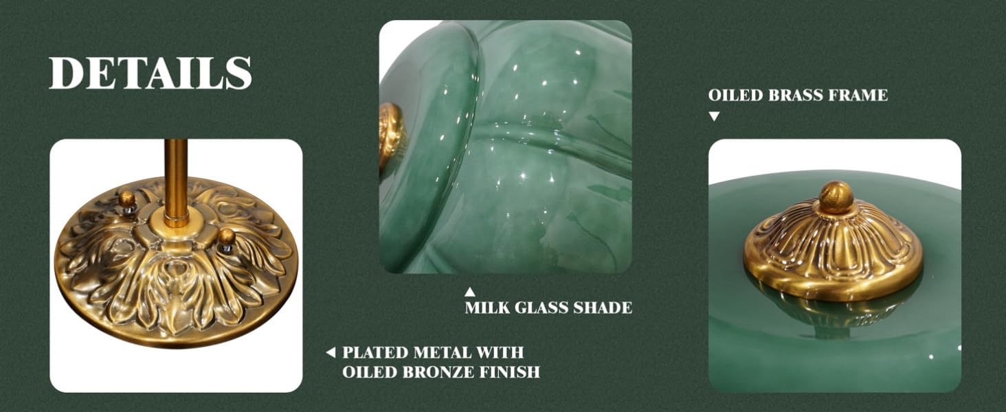 Milk glass; plated metal with oiled bronze finish