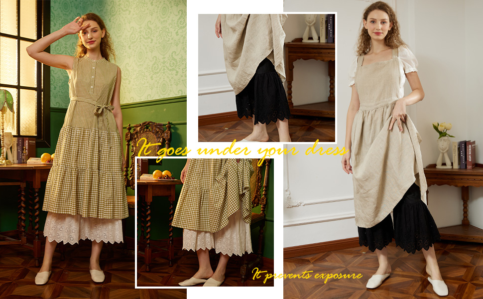 BEAUTELICATE Hosenunterröcke Damen Pettipant 100% Baumwolle Culottes Hosen Anti-Static 