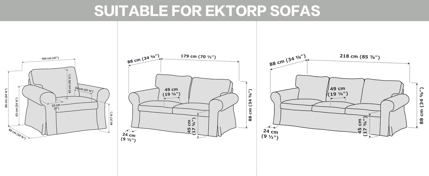 MASWOND Custom Made EKTORP Sofa Cover for IKEA EKTORP Three