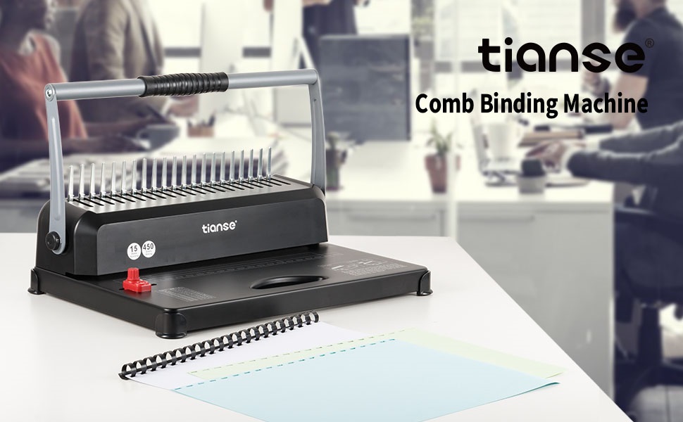 TIANSE Binding Machines, 21Holes, 450 Sheets, Comb Bind Machine Book