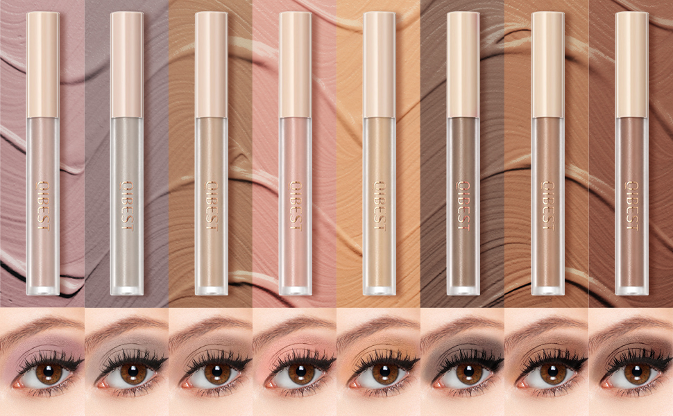 Liquid Eyeshadow Set 8 Colors Smooth Matte Eyeshadow Neutral Nude Shimmer Eye Makeup