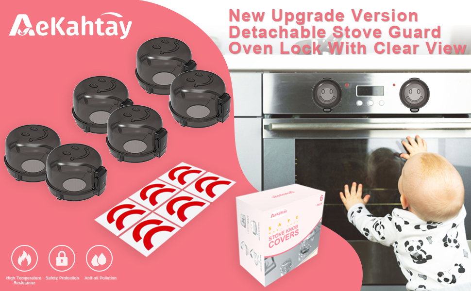 6 Pack Stove Knob Covers for Child Safety, DoubleKey