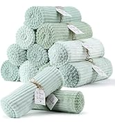 12 Pcs Flannel Throw Blanket Bulk 50 x 60 Inch with to Have to Hold Card Striped Ribbed Soft Thro...