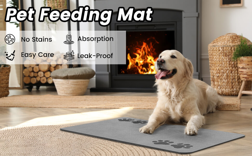 Pet Feeding MatAbsorbent Pet Placemat for Food and Water Bowl, Dog Food Mat with