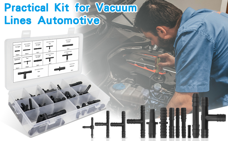 Vacuum Connector Assortment Vacuum Line Fittings Kit 113Pcs