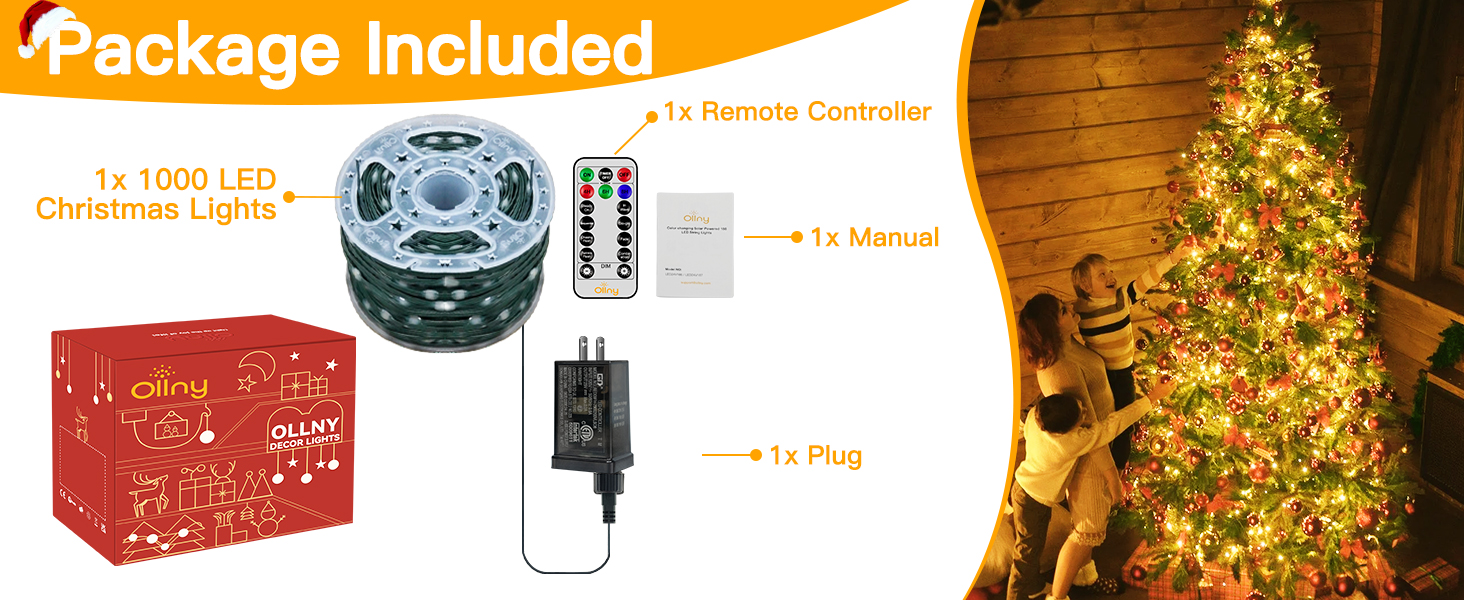 Package Included in Ollny Outdoor Christmas Lights