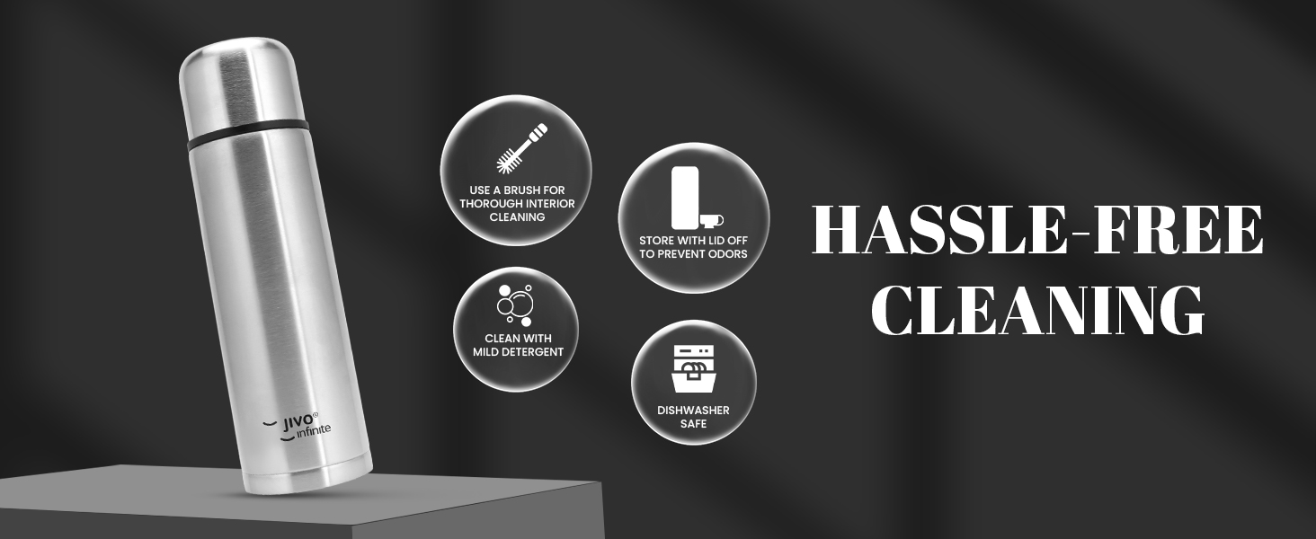 Jivo Infinite Stainless Steel Thermosteel Insulated Vacuum Flask Bottle 1000ml-Silver