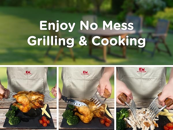 Meat lift, hold, cut, shred pork, chicken safe time