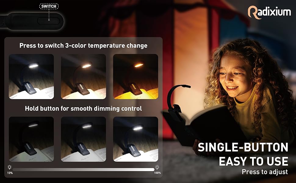 1000mAh clip on book light