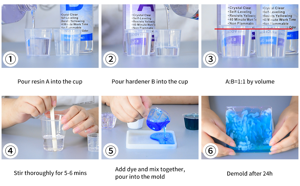FansArriche Résine époxy Kit de résine transparente de 524,5 g