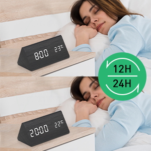 wooden digital alarm clock desk clock