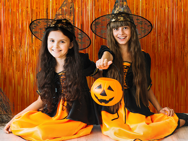 Orange foil streamers