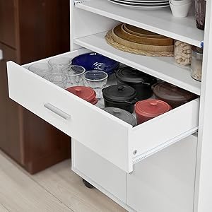 SoBuy Kitchen Wheeled Microwave Shelf,Storage Cupboard Cabinet Unit, FSB09-W 15 FSB09-W