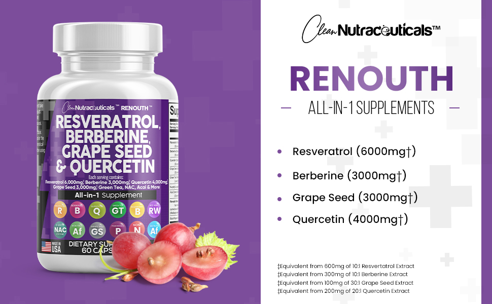 Resveratrol 6000mg Berberine 3000mg Grape Seed Extract