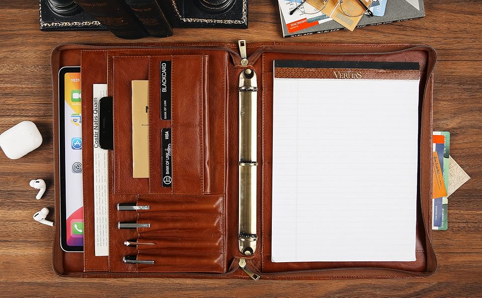 Handmade Leather Portfolio Binder Leather Binder 3 Ring