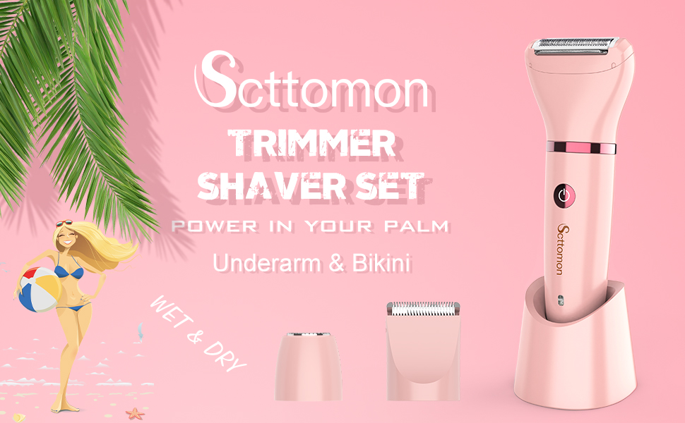 Scttomon Electric Bikini Trimmer Shaver Razor Set for Women Body Hair
