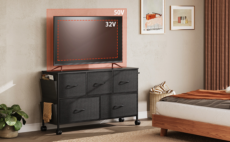 Amazon｜WLIVE チェスト タンス キャスター付き サイドポケット