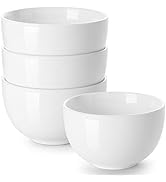 DOWAN Deep Soup Bowls, 30 Ounces White Cereal Bowl for Oatmeal, Ceramic Ramen Bowls for Noodle, P...