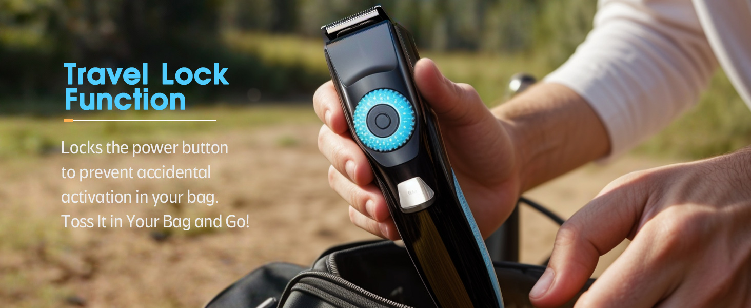 With travel lock function, this beard trimmer for men can be taken to anywhere