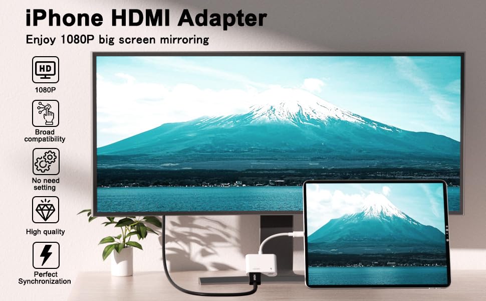 Buy VOOCME Lightening to HDMI, Lightening Adapter Cable, 1080P