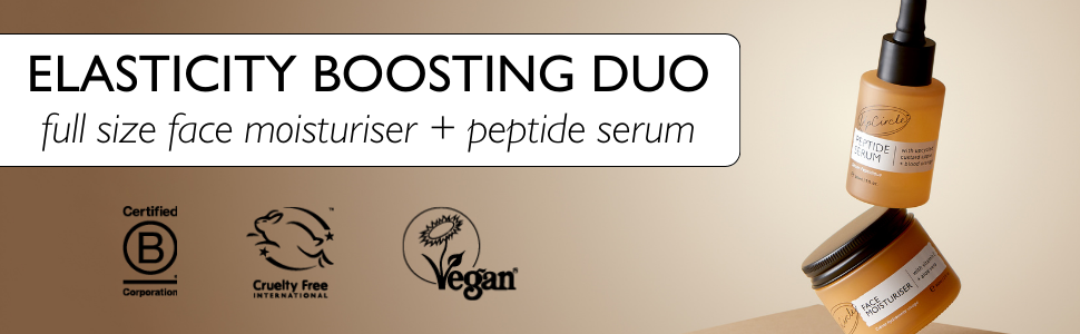elasticity boosting duo, face moisturiser and peptide serum