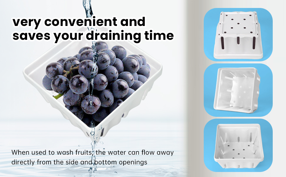 VOKOY 3 Pack Plastic Berry Basket, Waterproof Reusable