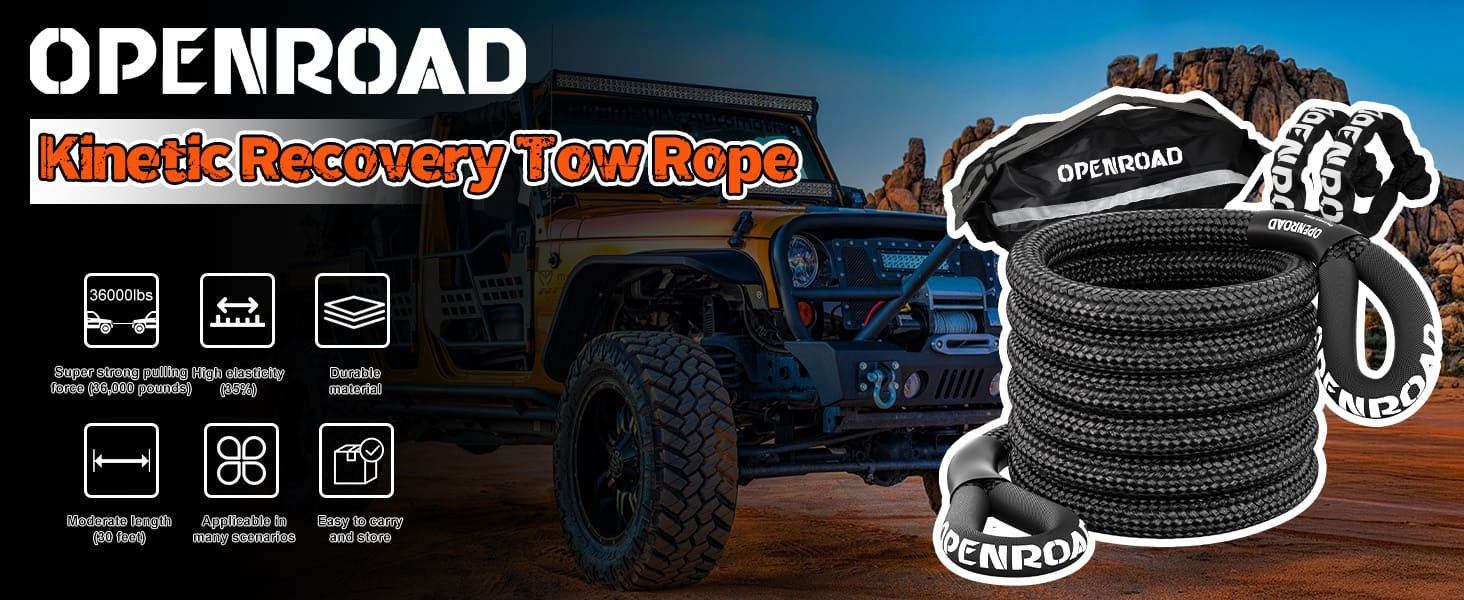 OPENROAD Kinetic Recovery Tow Rope