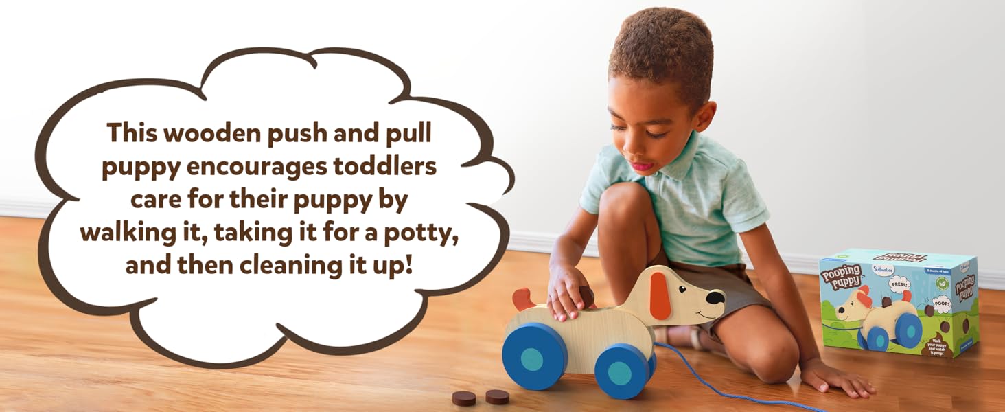 Skillmatics Push and Pull Toy Pooping Puppy, Interactive