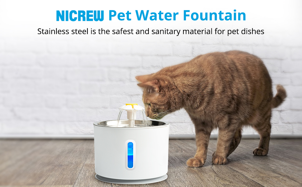NICREW Cat Water Fountain, Pet Drinking Fountain for Small Dogs, Cat