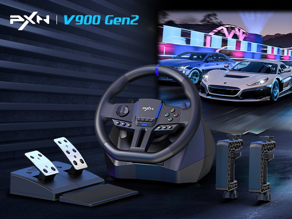 Y093☆PXN V900 PCレーシングホイール☆ Amazon.com: PXN - V900 GEN2 Racing Steering Wheel, 270