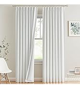 Vision Home White Pinch Pleated Full Blackout Curtains Thermal Insulated Window Curtains 84 inch ...