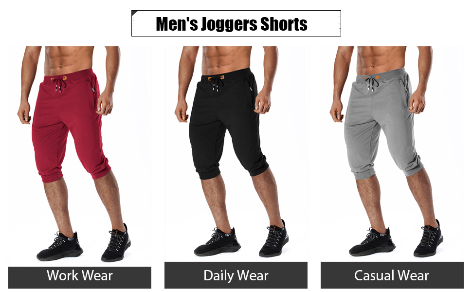 Men's Joggers Casual Sweatpants with Pockets Gym Workout Running Shorts