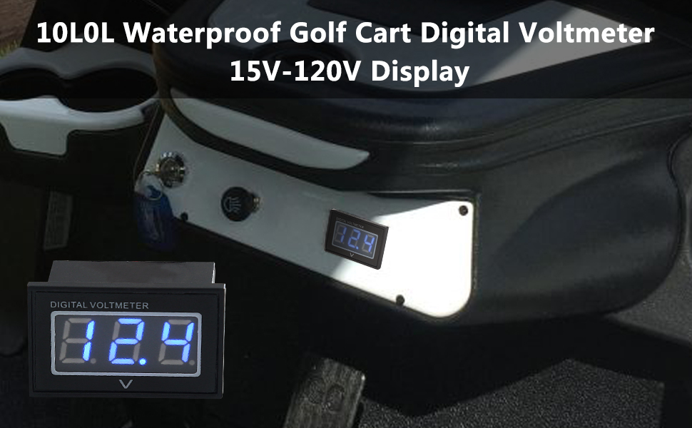 10L0L Golf Cart Digital Voltmeter, Voltage Meter Waterproof Battery